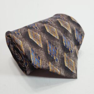 J.Z. Richards Blue & Brown Geometric Pattern Men's Silk Neck Tie 57x3.75"